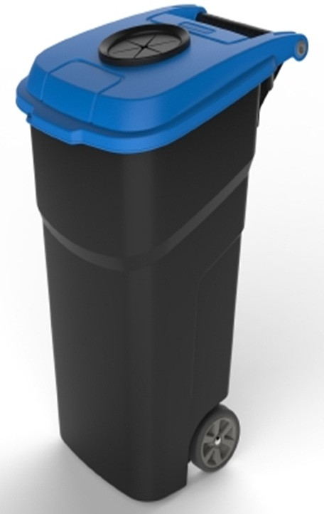 Контейнер для мусора пластиковый на колесах Atlas 100л черный, синий ROTHO 4510106645 tbd фото в интернет-магазине meandhome.ru