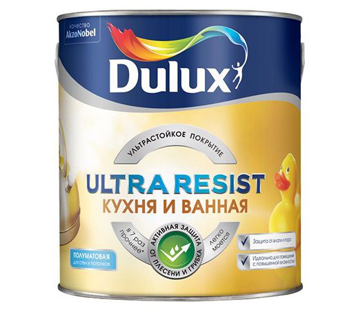 DULUX Краска водно-дисперсионная Ultra Resist кухня и ванная BW матовая 2,5 л фото в интернет-магазине meandhome.ru
