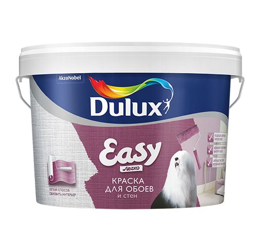 DULUX Краска водно-дисперсионная для обоев и стен Easy BW 2,5 л фото в интернет-магазине meandhome.ru