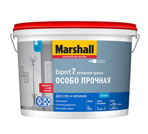 Marshall Краска водно-дисперсионная EXPORT-7 BW матовая 9 л (нов) фото в интернет-магазине meandhome.ru