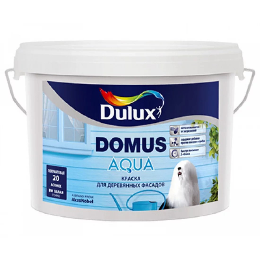 DULUX Краска Domus Aqua BW для деревянных фасадов, водная 10 л фото в интернет-магазине meandhome.ru