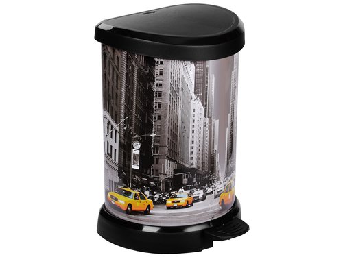 Ведро для мусора Deco bin 20л с педалью черный, рисунок Нью-Йорк Сити CURVER 231056 фото в интернет-магазине meandhome.ru