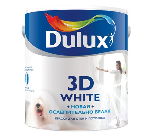DULUX Краска водно-дисперсионная 3D White BW бархатистая 2,5л (п/з) фото в интернет-магазине meandhome.ru
