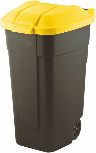 Контейнер для мусора на колесах Outdoor Bin 110л черный, желтый CURVER 214128 фото в интернет-магазине meandhome.ru