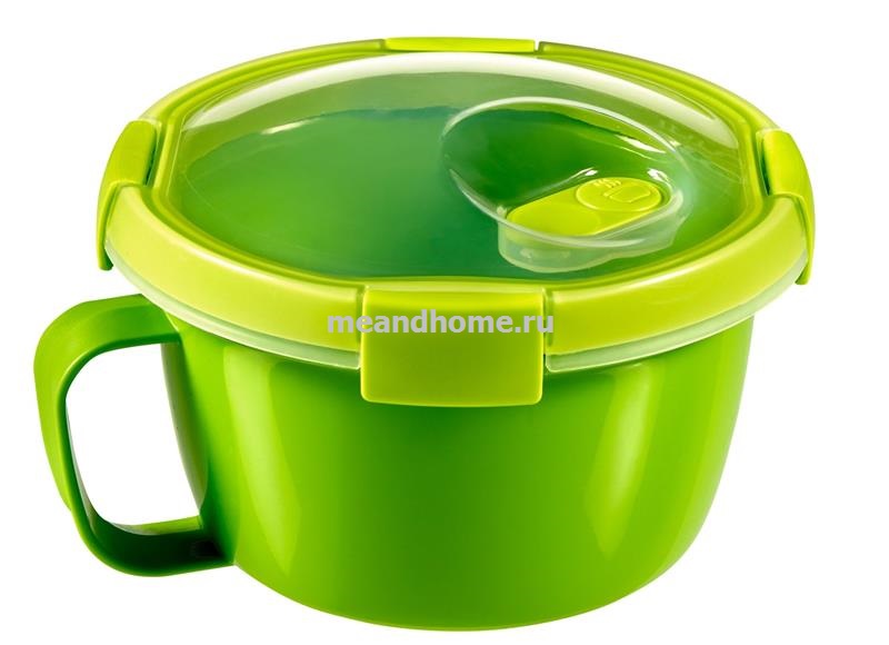 ТОВАРЫ Контейнер чашка пищевой круглый Smart To Go Soup & Noodles 0,9л зелёный, прозрачный CURVER 232569 в интернет-магазине meandhome.ru