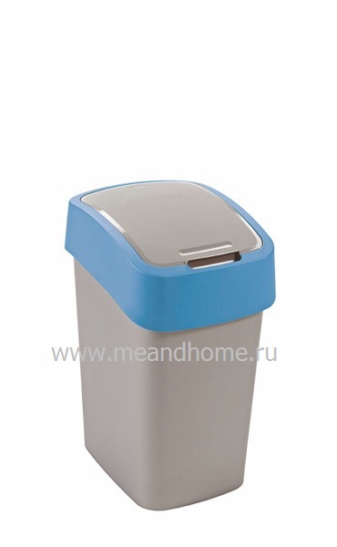 Ведро для мусора Flip Bin 25л серебристый, голубой CURVER 217817Р фото в интернет-магазине meandhome.ru