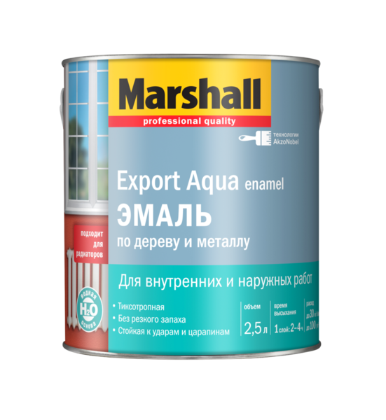 Marshall Эмаль EXPORT Aqua 60 белый глянцевый 2,5 л фото в интернет-магазине meandhome.ru