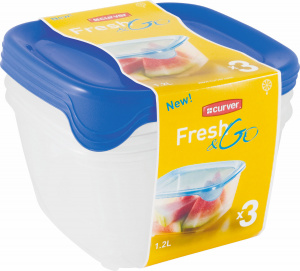 Набор контейнеров для СВЧ Fresh&Go 3 x 1,2л синий, прозрачный CURVER 182220