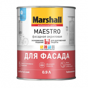 Marshall Краска Maestro фасадная акриловая BW глубокомат. 0,9 л (нов) (п/з)