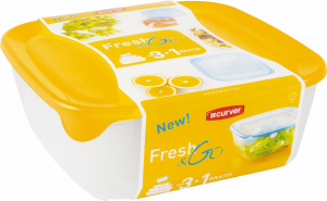 Набор контейнеров для СВЧ Fresh&Go 0,8 +1,7 +2,9 +0,25л жёлтый, прозрачный CURVER 182597