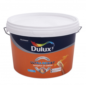 DULUX Краска водно-дисперсионная Ultra Resist Защита от пятен BW матовая 10 л