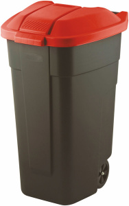 Контейнер для мусора на колесах Outdoor Bin 110л черный, красный CURVER 214126