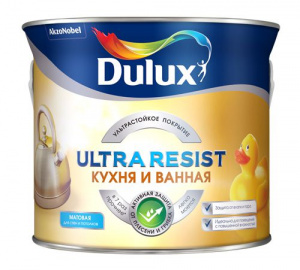 DULUX Краска водно-дисперсионная Ultra Resist кухня и ванная BW матовая 5 л