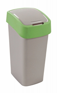 Ведро для мусора Flip Bin 50л серебристый, зеленый CURVER 195022