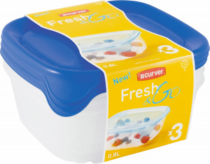 Набор контейнеров для СВЧ Fresh&Go 3 x 0,8л синий, прозрачный CURVER 182217