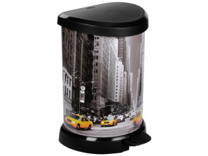 Ведро для мусора Deco bin 20л с педалью черный, рисунок Нью-Йорк Сити CURVER 231056