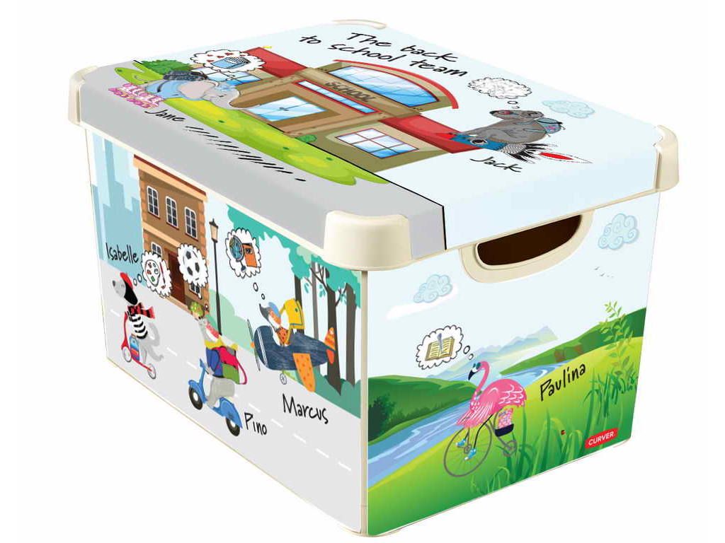 Коробка для хранения Deco's Stockholm L 22л CURVER 246179 рисунок Школа в интернет-магазине meandhome.ru
