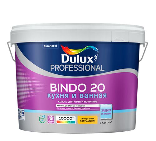 DULUX Краска водно-дисперсионная Professional Bindo 20 BW полумат. 9 л фото в интернет-магазине meandhome.ru