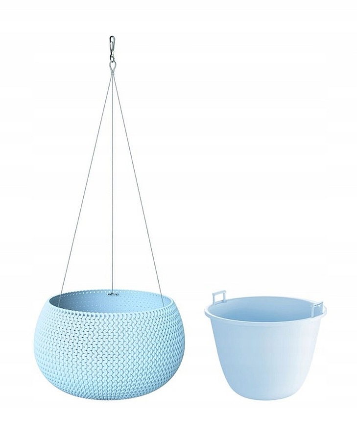 Кашпо SPLOFY BOWL d24см h16см 2,3л  с подвесами серо-голубой DKSP240WS-656 фото в интернет-магазине meandhome.ru