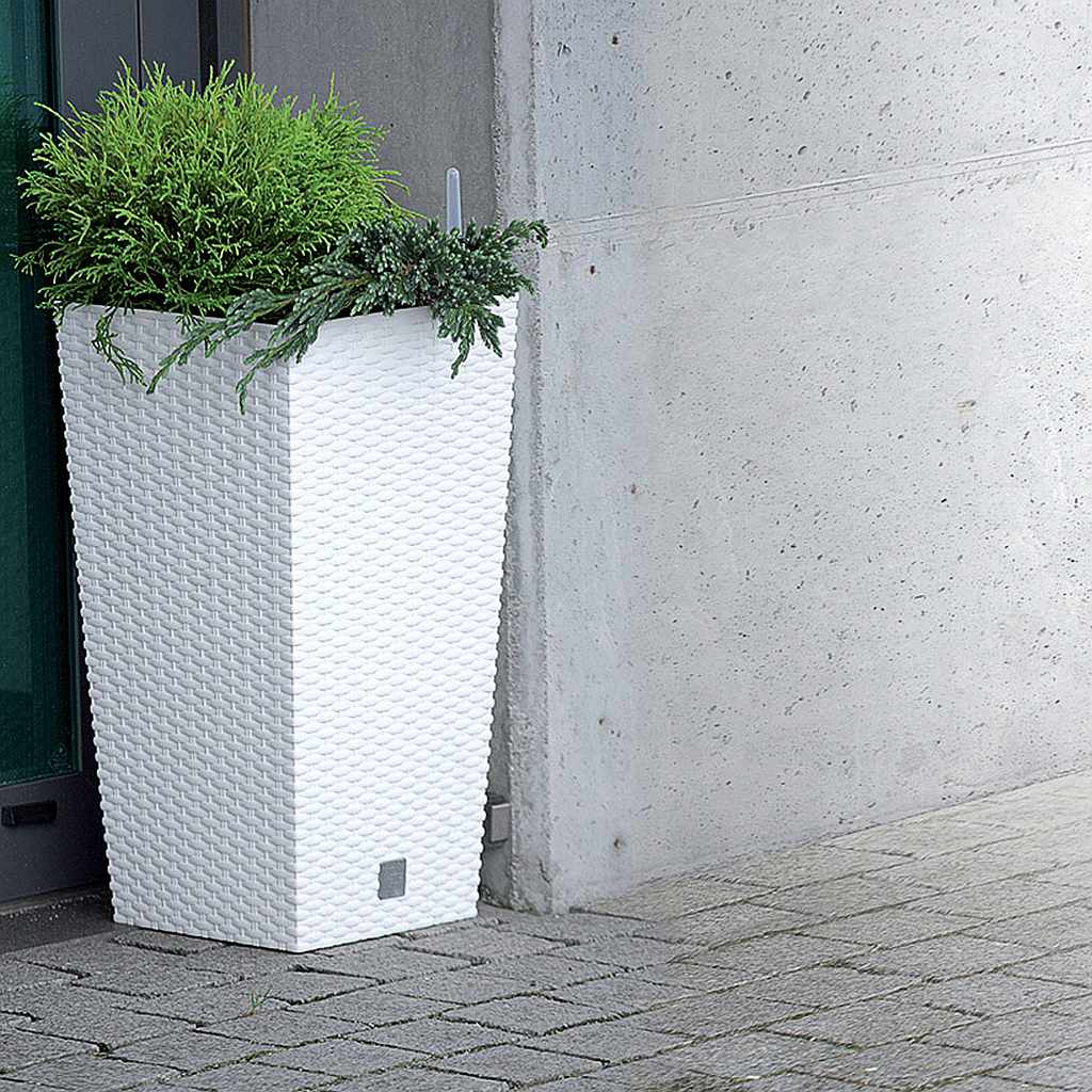 Кашпо для цветов Prosperplast Rato Square 40×40×75см 91,5л белое DRTS400-S449 фото в интернет-магазине meandhome.ru