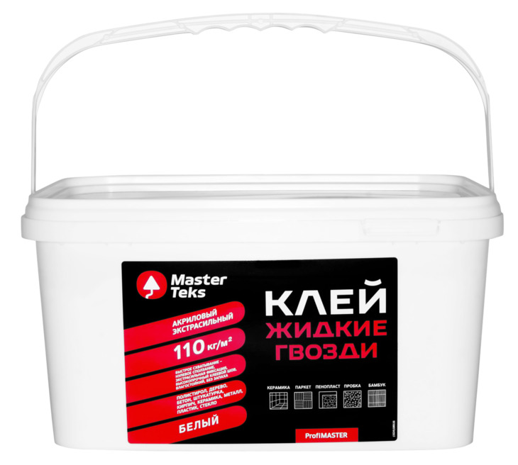 MasterTeks PM клей акриловый ЖГ 110 кг/м2 экстрасильный 7,2кг белый ведро 9781659 фото в интернет-магазине meandhome.ru