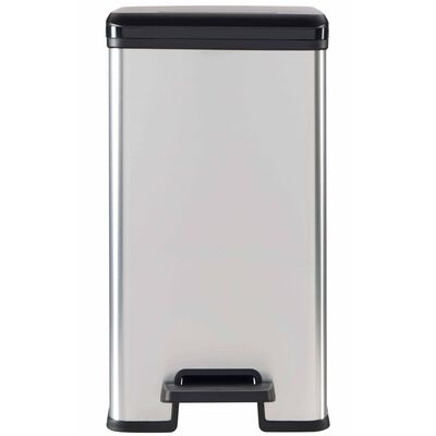Ведро для мусора SLIM BIN 25л с педалью серебристый металлик CURVER 240639 фото в интернет-магазине meandhome.ru