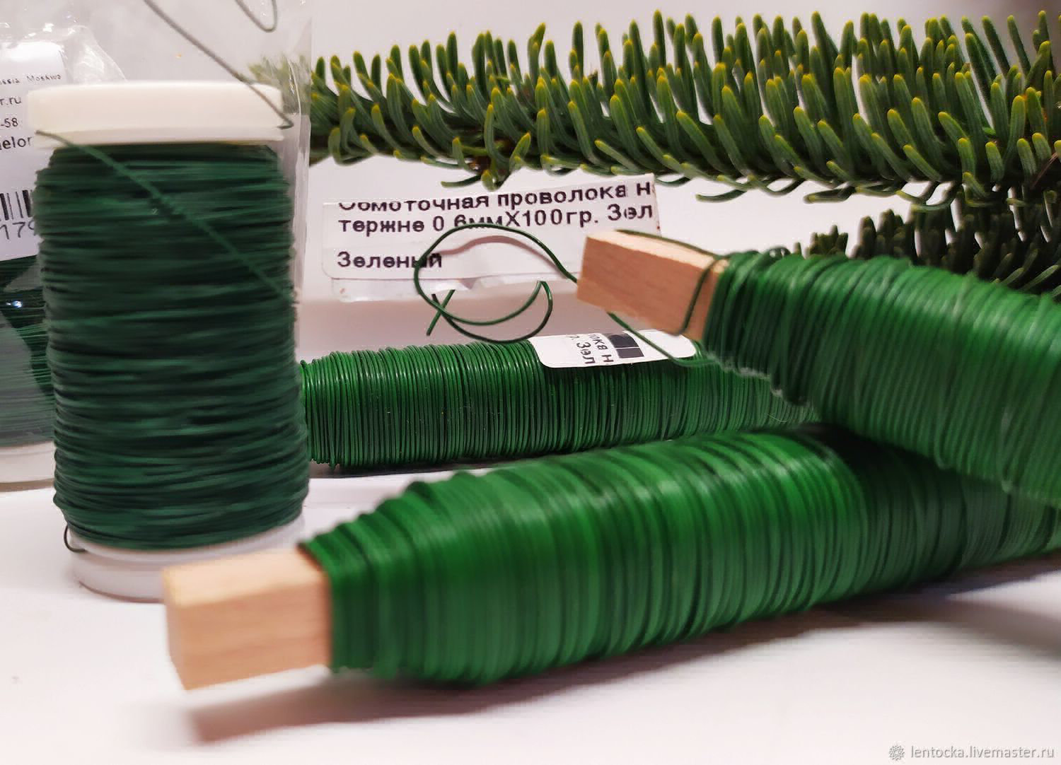 Флористическая проволока d=1мм DMPl 100 грамм металлическая на втулке зеленая фото в интернет-магазине meandhome.ru