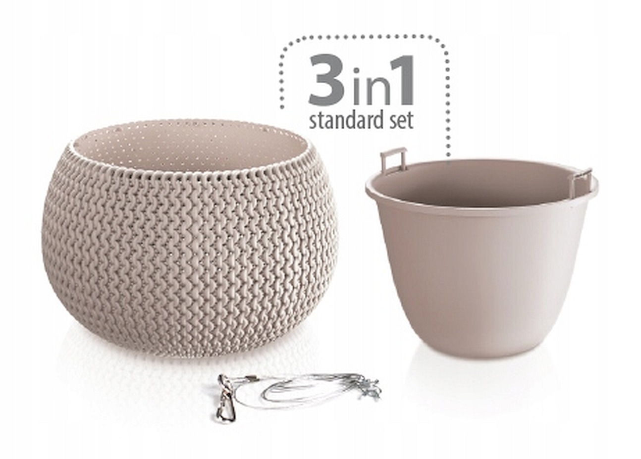 Кашпо SPLOFY BOWL d29см h19см 3.9л с подвесами ягодный светлый DKSP290WS-5245U фото в интернет-магазине meandhome.ru