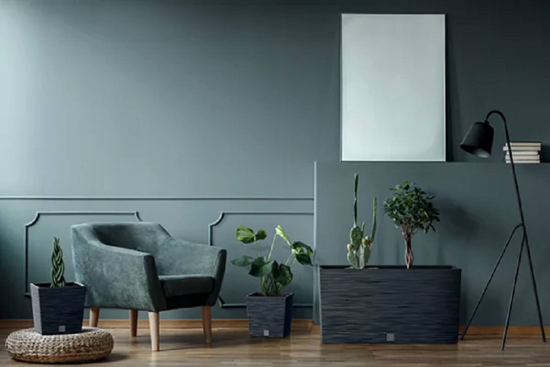 Кашпо Furu Square 34,5х34,5х66см 64л DFSH350-S433 антрацит фото в интернет-магазине meandhome.ru