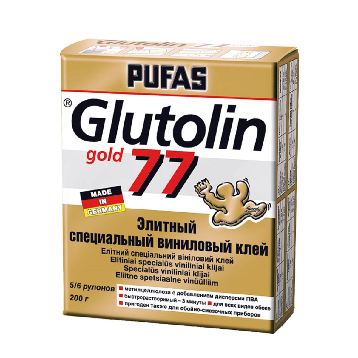 Клей для обоев виниловый элитный PUFAS Glutolin 77 0,2кг 050174 фото в интернет-магазине meandhome.ru