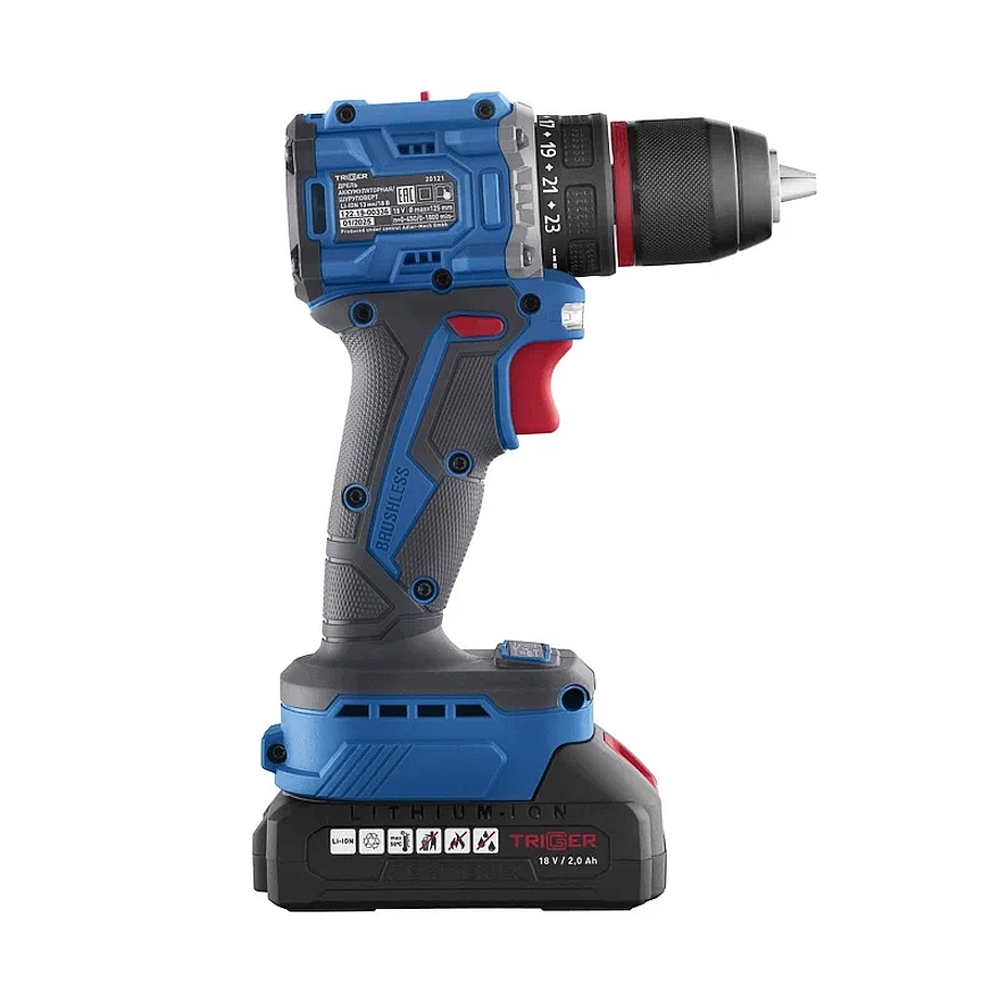 Дрель-шуруповерт бесщеточный 18В 58Нм 2x2Ач кейс Trigger 20121  фото в интернет-магазине meandhome.ru