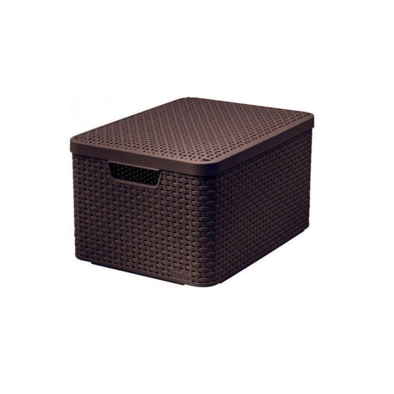 Ящик корзина для хранения Style Rattan L 30л темно-коричневый с крышкой CURVER 205861 в интернет-магазине meandhome.ru