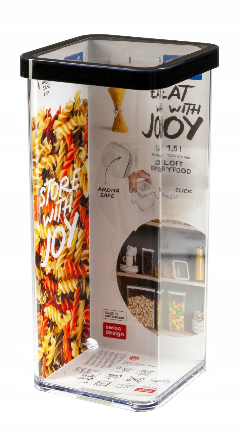 ТОВАРЫ Контейнер для продуктов квадратный 1,5л LOFT прозрачный, черный ROTHO 1160508080 в интернет-магазине meandhome.ru