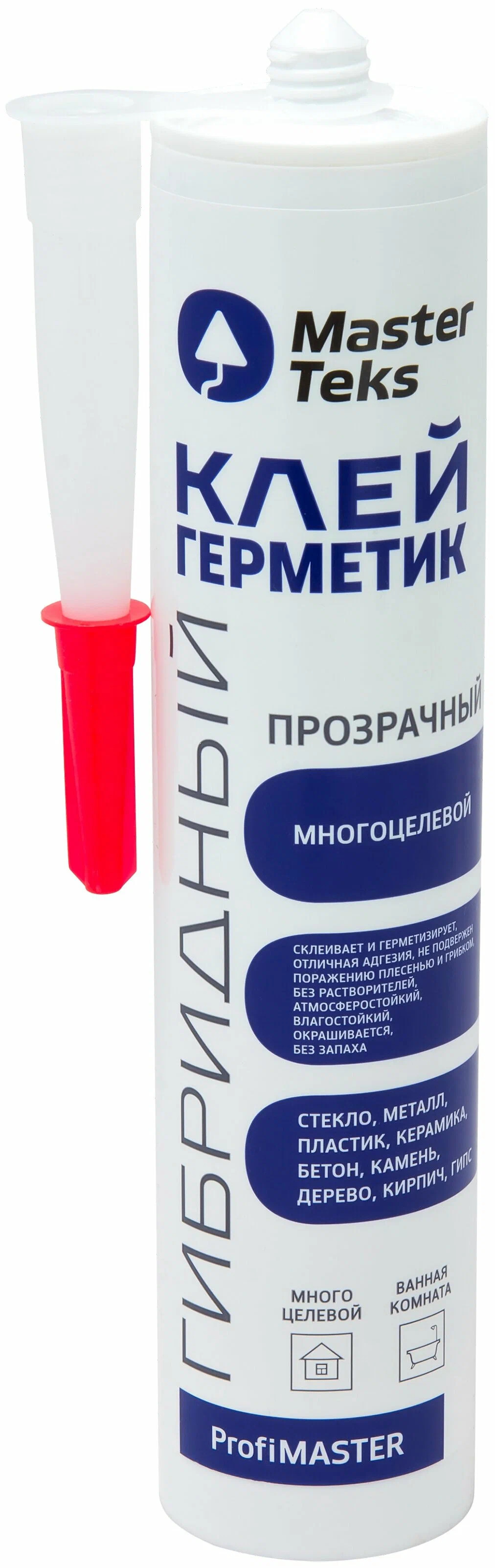 Клей-герметик гибридный MasterTeks PM 0,29л многоцелевой прозрачный картридж 9612902 фото в интернет-магазине meandhome.ru