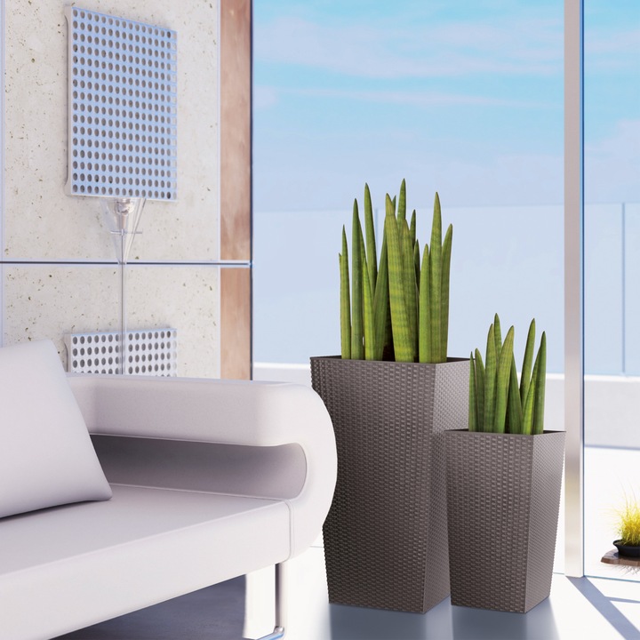 Кашпо Rato square 22,3х22,3х42,1см 16л антрацит DRTS225-S433 фото в интернет-магазине meandhome.ru