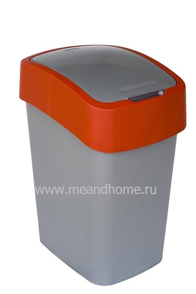 Ведро для мусора Flip Bin 25л серебристый, красный CURVER 190171 фото в интернет-магазине meandhome.ru