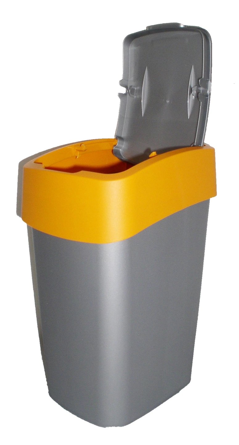 Ведро для мусора Flip Bin 25л серебристый, оранжевый CURVER 190169 фото в интернет-магазине meandhome.ru