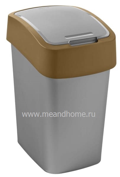 Ведро для мусора Flip Bin 25л серебристый, коричневый CURVER 235862 фото в интернет-магазине meandhome.ru