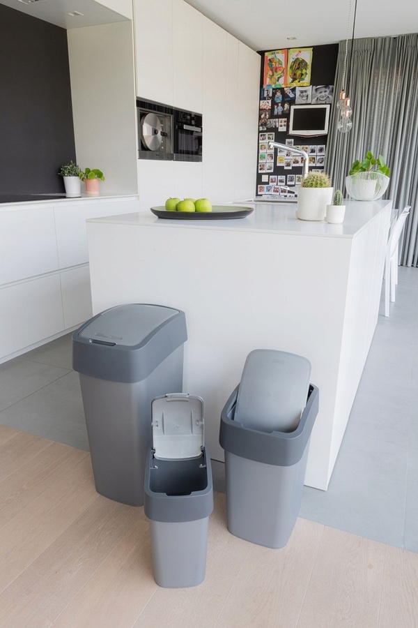 Ведро для мусора Flip Bin 25л черный, серый CURVER 229415 фото в интернет-магазине meandhome.ru