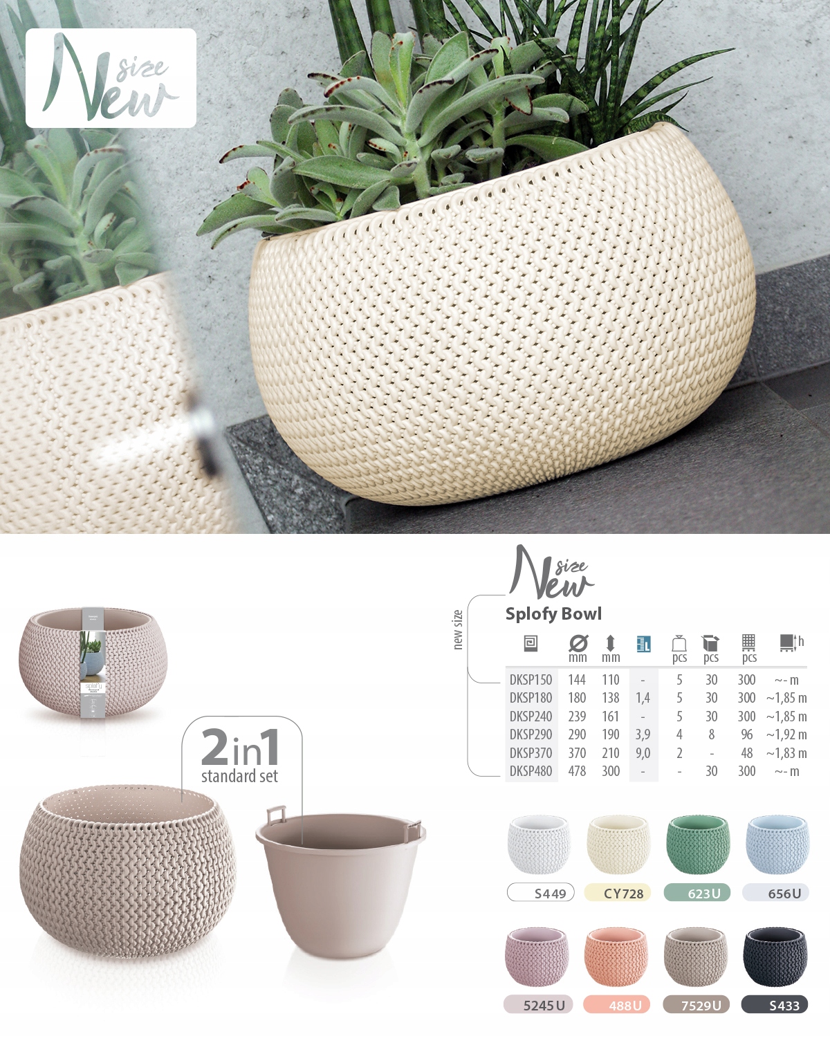 Кашпо SPLOFY BOWL d37см h21,8см 9л DKSP370 серый лед фото в интернет-магазине meandhome.ru