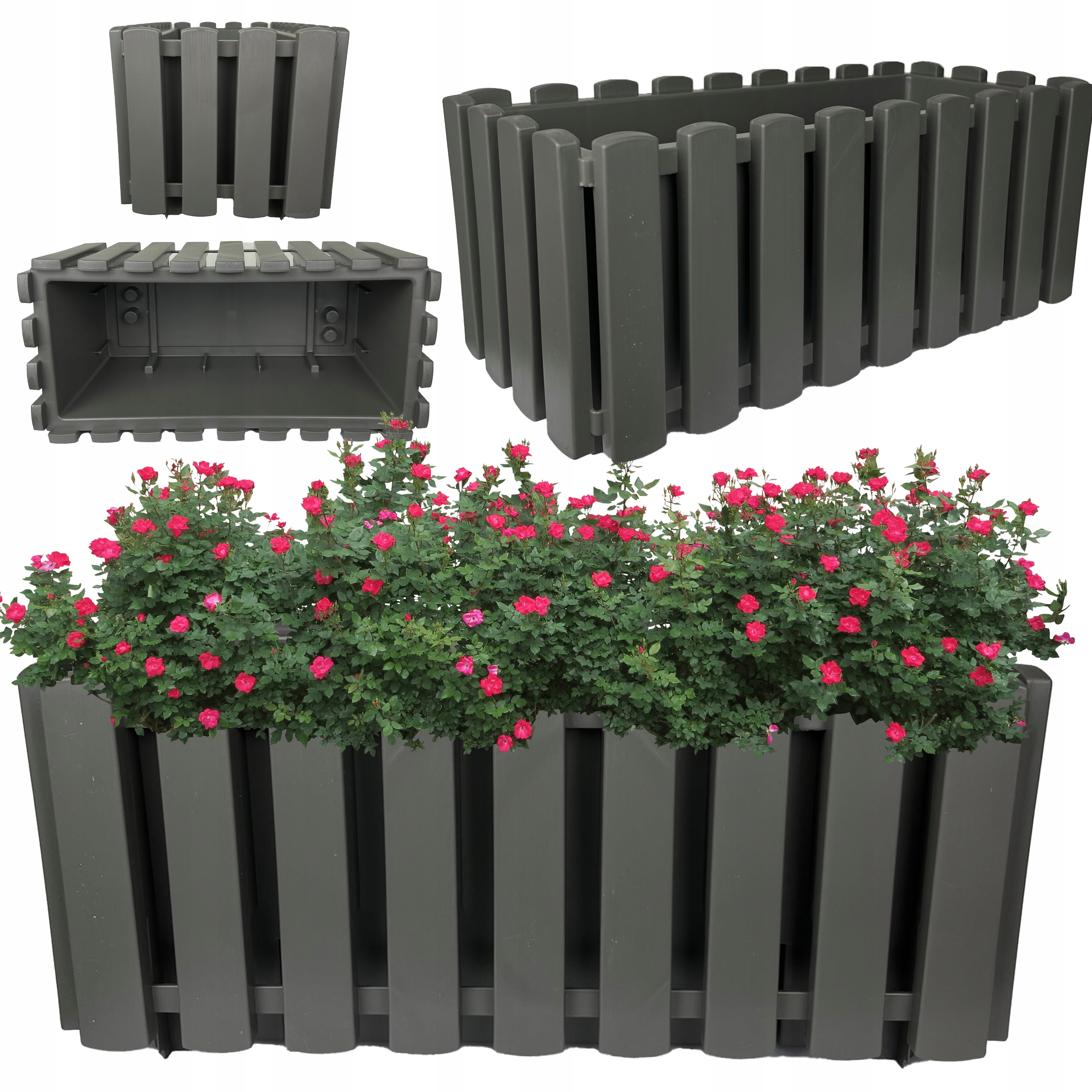 Ящик балконный Boardee Fence 58х18х16см антрацит DDEF600 фото в интернет-магазине meandhome.ru