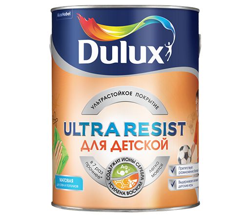 DULUX Краска водно-дисперсионная Ultra Resist для детской BW 2,5 л (п/з) фото в интернет-магазине meandhome.ru
