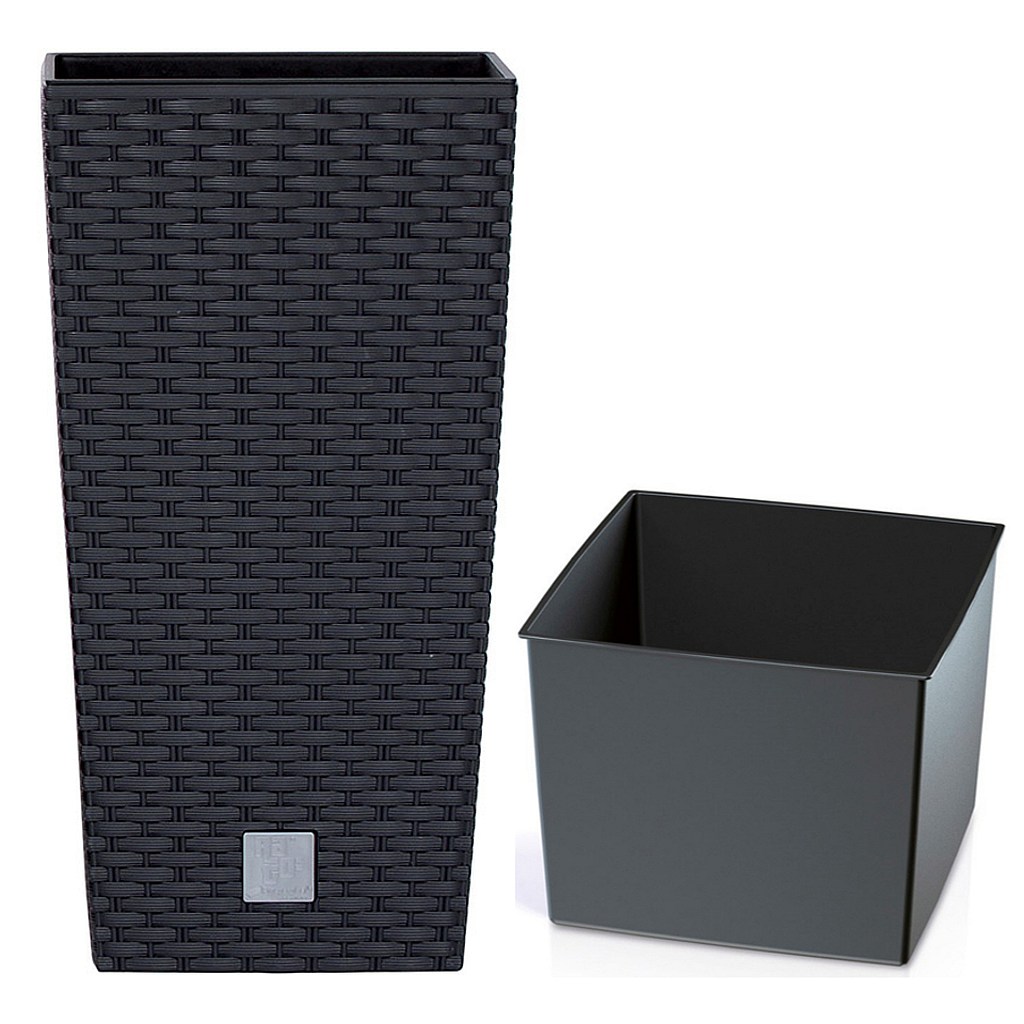 Кашпо Rato square 22,3х22,3х42,1см 16л антрацит DRTS225-S433 фото в интернет-магазине meandhome.ru