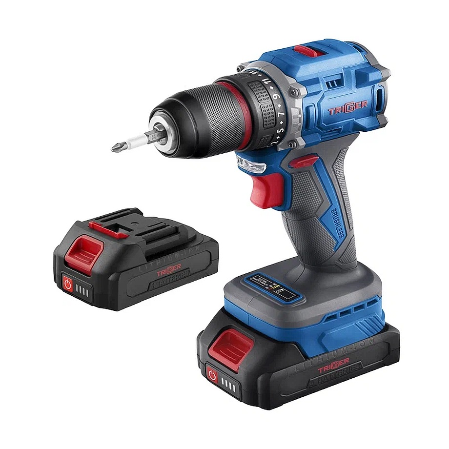 Дрель-шуруповерт бесщеточный 18В 58Нм 2x2Ач кейс Trigger 20121  фото в интернет-магазине meandhome.ru