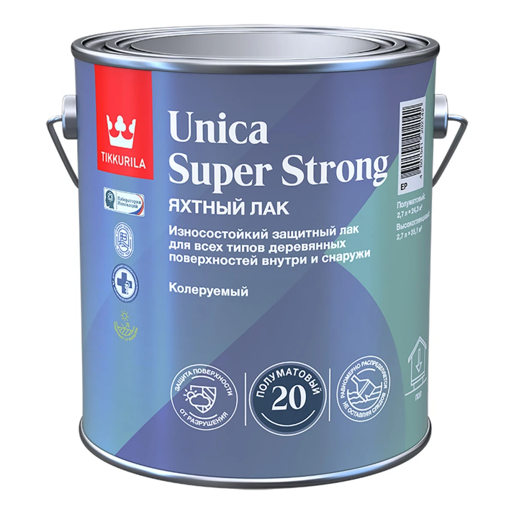 Лак яхтный Tikkurila Tikkivala Unica Super Strong EP глянцевый (2,7 л) фото в интернет-магазине meandhome.ru