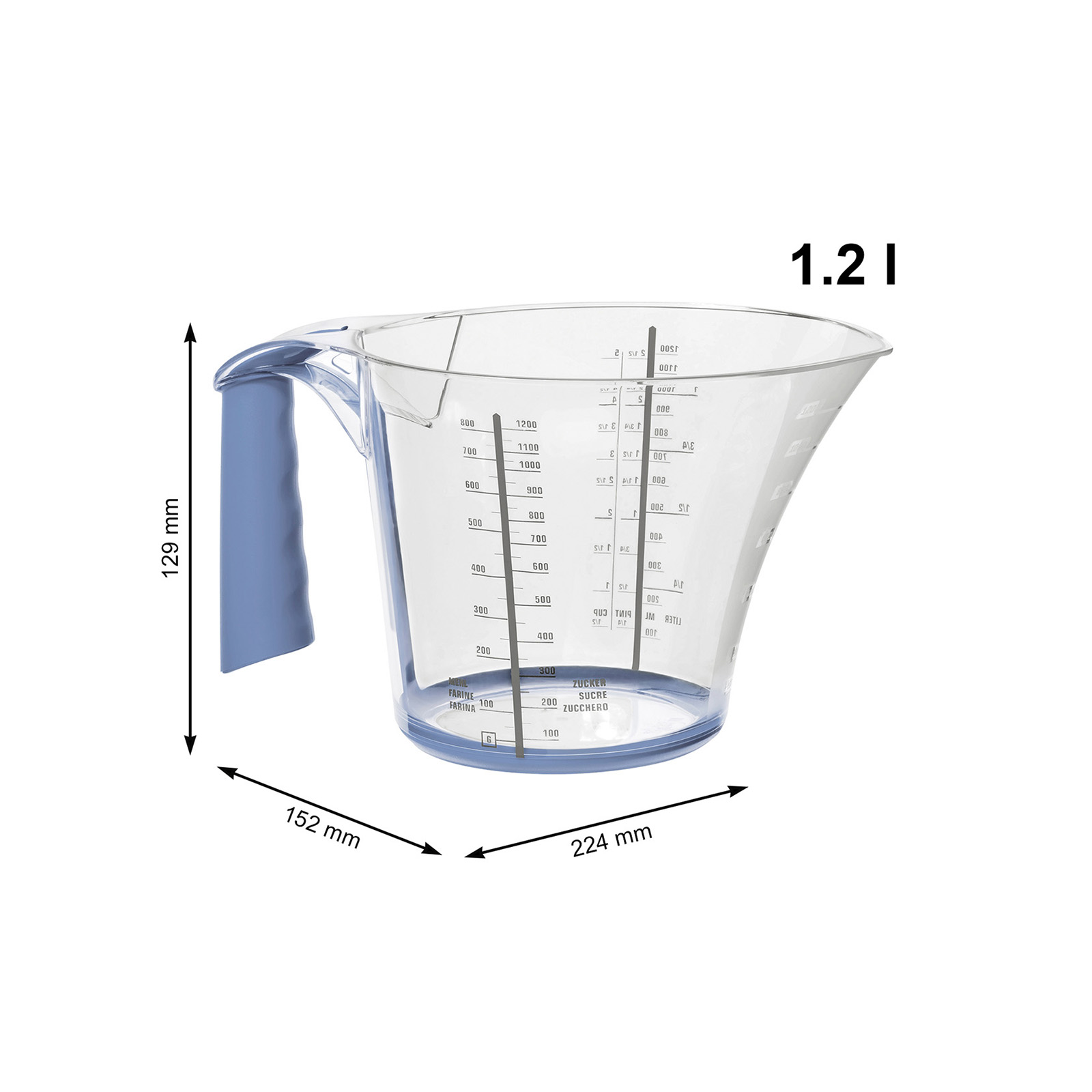 ТОВАРЫ Кувшин мерный LOFT 1,2л прозрачный, голубой ROTHO 11117 в интернет-магазине meandhome.ru