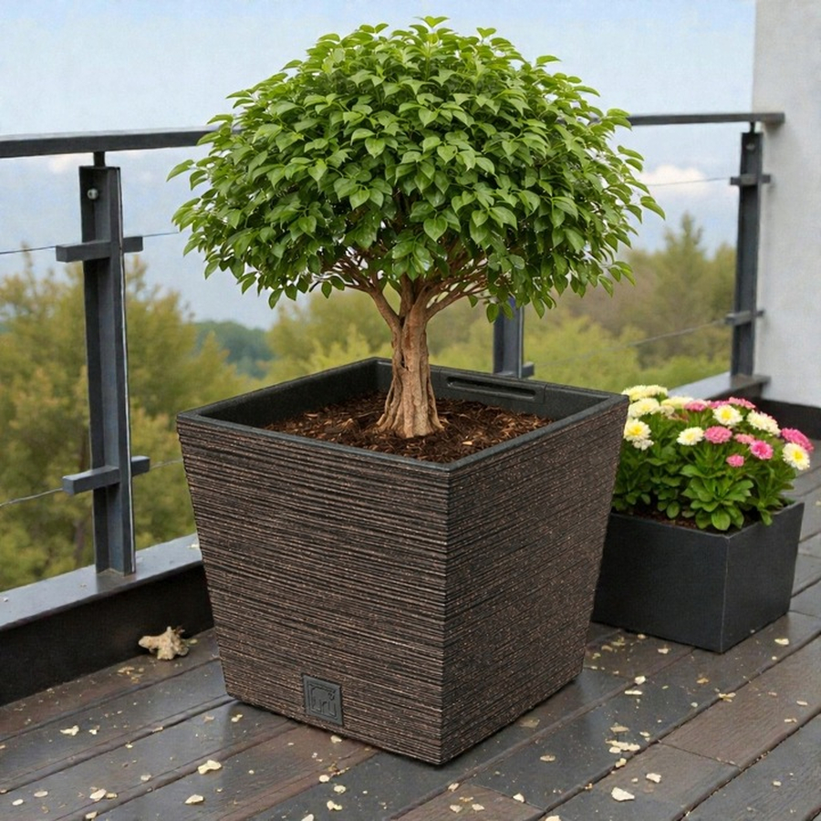 Кашпо Furu Square Low 29,5х29,5х29см 19л DFS300W кофе фото в интернет-магазине meandhome.ru