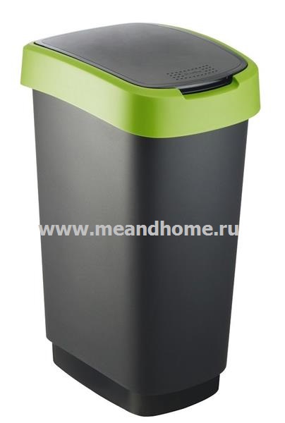 Ведро для мусора Swing Twist 10л черный, зеленый ROTHO 1754305519 фото в интернет-магазине meandhome.ru