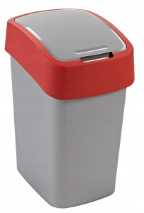 Ведро для мусора Flip Bin 10л серебристый, красный CURVER 190170 Ведро для мусора Flip Bin 10л серебристый, красный CURVER 190170