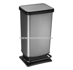 Ведро для мусора Paso 40л с педалью черный, графитовый металлик ROTHO 1754111006